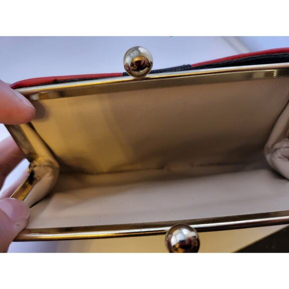 Vintage Carter Leather Wallet Black Red w Box Greenwich Village NY NOS - Picture 8 of 16